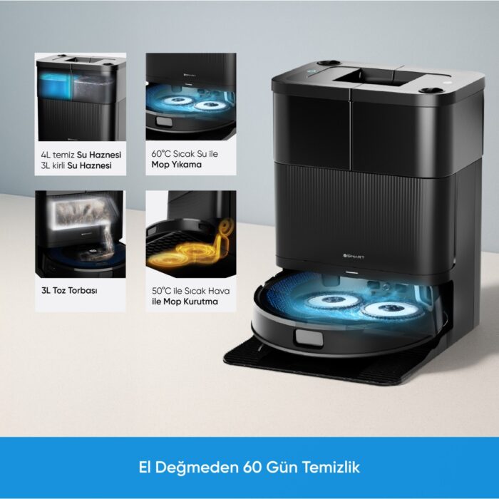 Şımart katya U Akıllı Robot Süpürge 10000PA Yüksek Emiş Gücü, Otomatik Mop Yıkama ve Kurutma - Görsel 4