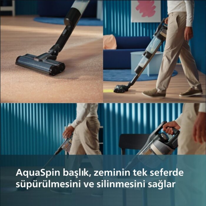 Philips Aqua Trio 9000 Serisi Islak&kuru Dikey Süpürge, Tek Süpürge 3 Işlem, Otomatik Temizlik, Kendini Temizleme Fonksiyonu + Mutfak Tartısı (Onerous) - Görsel 3
