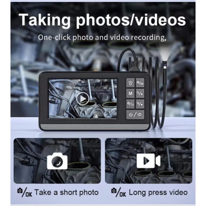 Ekranlı Çift Kameralı 10 mt Sert Kablo Endoskop Kamera 8 mm 4.3 Inc Hafıza Kart Destekli - Lisinya - Görsel 5