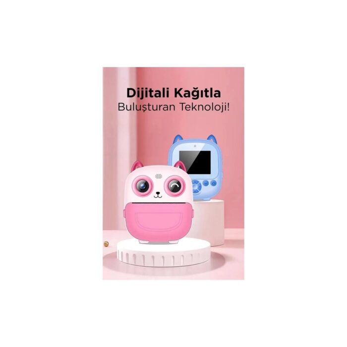 Dijital Video Fotoğraf App Destekli Çocuk Kamerası Termal Resim Kağıt Baskılı Yazıcı Mavi - Lisinya - Görsel 4