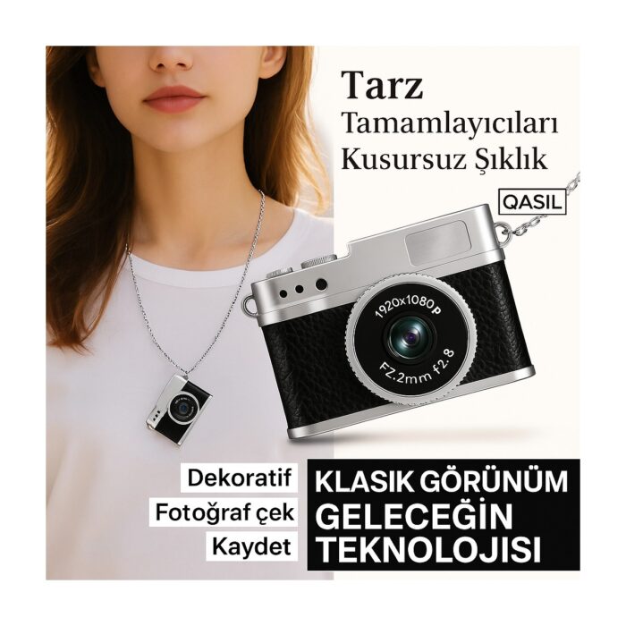 110001218157468.jpg Qasul Vintage Mini Dijital Fotgraf Makinesi 1080P 0.96 Inç Ekranlı LED Işıklı - Görsel 1