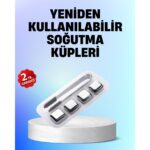 Yeniden Kullanılabilir 304 Çelik Metal Buz Küpleri 4'lü Set