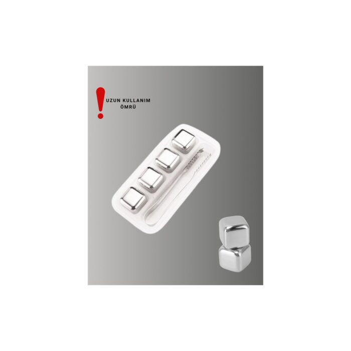 Yeniden Kullanılabilir 304 Çelik Metal Buz Küpleri 4'lü Set - Görsel 3