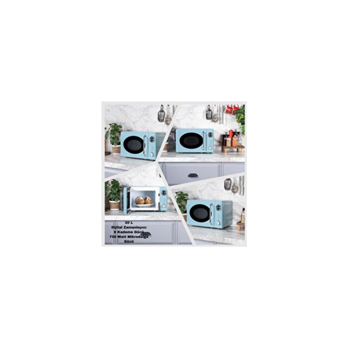 Vestel Md 20 Yd Retro Düş Mavisi Mikrodalga Fırın - Görsel 1