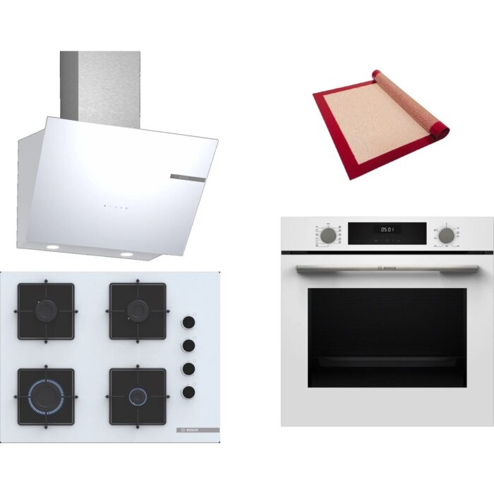 110001219949619.jpg Bosch Beyaz 3 Lü Ankastre Set 375 ( HUA717BV0T - POP7C2P30O - DWK66PJ20T ) 67CM Ocak - Buhar Destekli - Pişirme Matı ile - Görsel 1