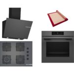 Bosch Gri 3 Lü Ankastre Set 381 ( HJG852YN0T - POP7C9P30O - DWK66PJ70T ) 67CM Ocak - 3D Fry Hava ile Kızartma - Pişirme Matı ile