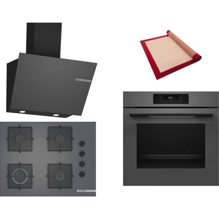 110001219955467.jpg Bosch Gri 3 Lü Ankastre Set 381 ( HJG852YN0T - POP7C9P30O - DWK66PJ70T ) 67CM Ocak - 3D Fry Hava ile Kızartma - Pişirme Matı ile - Görsel 1