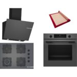 Bosch Gri 3 Lü Ankastre Set 373 ( HUA717BN0T - POP7C9P30O - DWK66PJ70T  ) 67CM Ocak - Buhar Destekli - Pişirme Matı ile