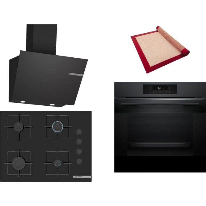 110001219968130.jpg Bosch Siyah 3 Lü Ankastre Set 382 ( HJG852YT0T - POP7C6P30O - DWK66PJ60T ) 67CM Ocak - 3D Fry Hava ile Kızartma - Pişirme Matı ile - Görsel 1