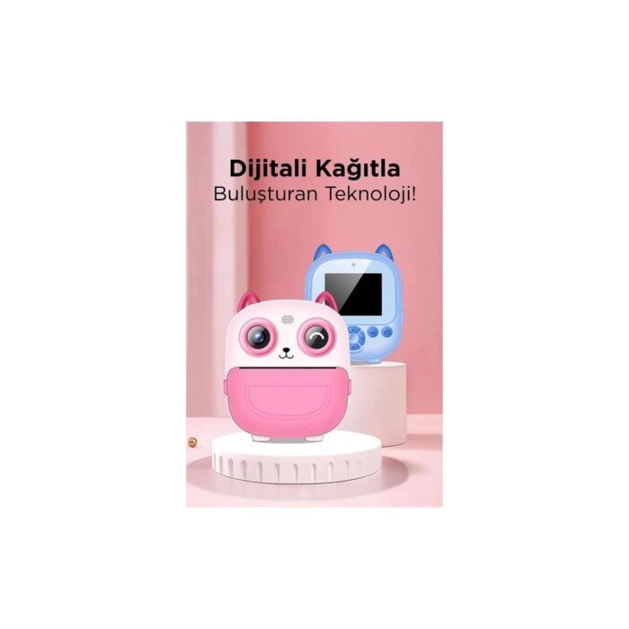 Epilons Dijital Video Fotoğraf App Destekli Çocuk Kamerası Termal Resim Kağıt Baskılı Yazıcı Mavi - Görsel 5