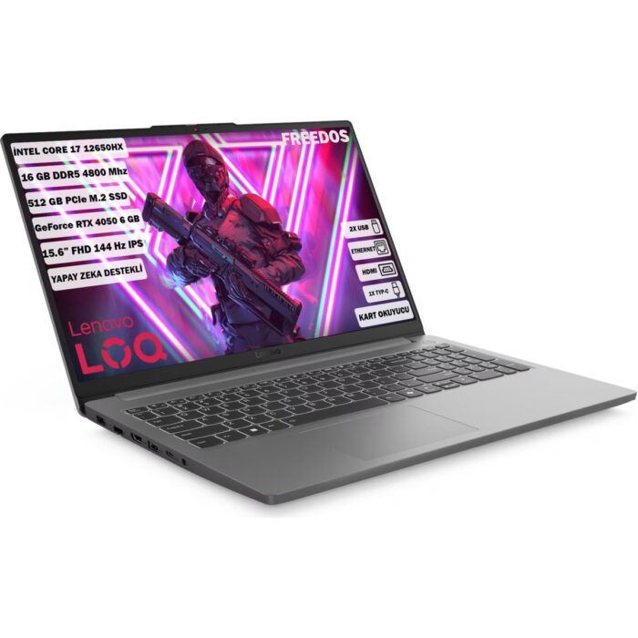 Lenovo LOQ Intel Core i7 12650HX 16 GB 512 GB SSD RTX4050- 6 GB Freedos 15.6" FHD IPS Taşınabilir Bilgisayar 83LK002VTR - Görsel 2