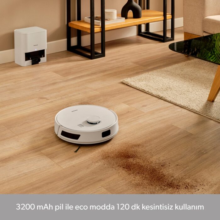 Homend Alex Laser Power 1289H Otomatik Boşaltım Sistemli Yeni Nesil Moplu 5 KPA Robot Süpürge Beyaz - Görsel 4