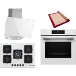 Bosch Beyaz 3 Lü Ankastre Set 395 ( HJG852YW0T - PNQ7B2P30O - DWK63PJ20T  ) 75CM Wok Bek Ocak - 3D Fry Hava ile Kızartma - Pişirme Matı ile