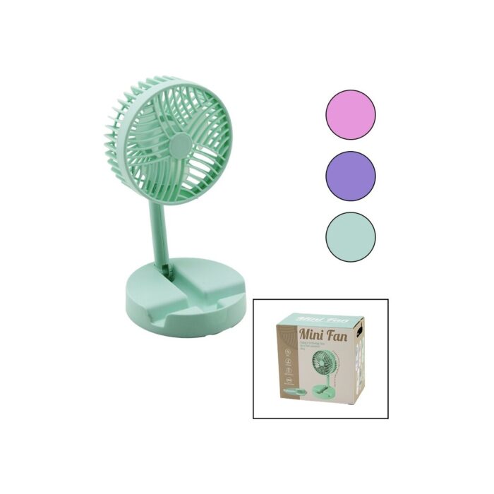 Go İthalat Mini Fan W-1630-A SDR-B07 M.üstü Vantilatör USB Şarjlı Katlanır Fan=12.5cm - Ayak=12.5cm 180 Derece Ayarlı Telefonluklu (4989) - Görsel 1