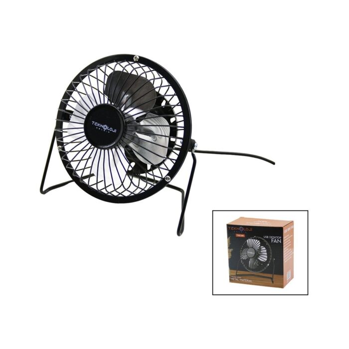 Go İthalat USB - Mini Fan Metal Kasa - AYAK=360 Derece Masa Üstü Vantilatör 4-Metal Pervane 13.5X11X15CM5V-2.5W (4989) - Görsel 1