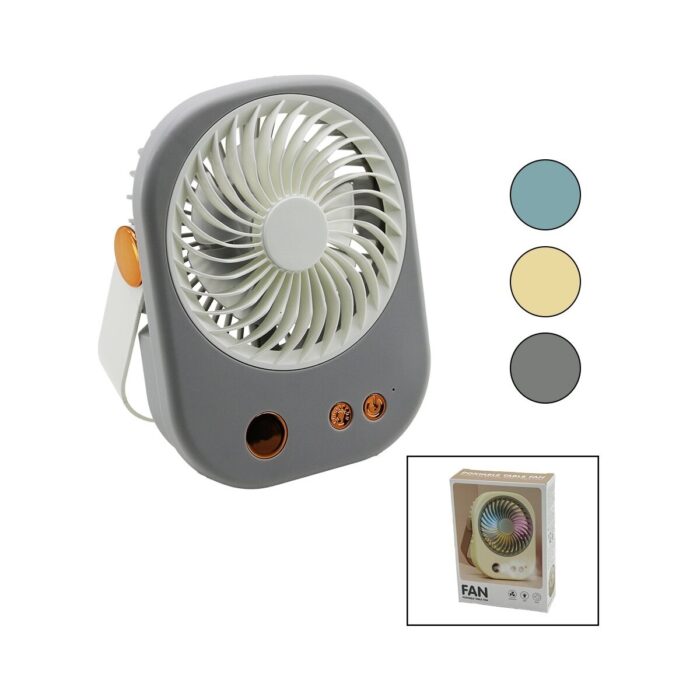 Go İthalat Işıklı Mini Fan Masa Üstü USB Şarjlı 2in1 Kulp=taşıma - Duruş 3 Kademe Hız 15.5X12CM BJJ-565 (4989) - Görsel 1