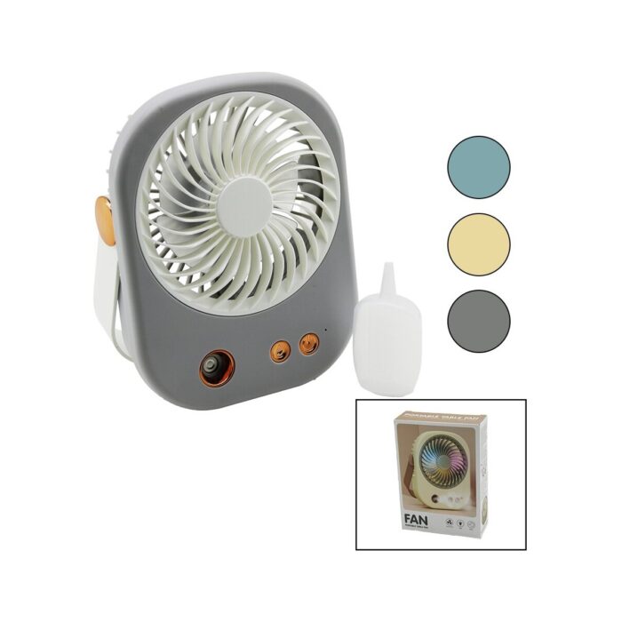 Go İthalat Su Spreyli USB Mini Fan 15.5X12CM Masa Üstü USB Şarjlı 2in1 Kulp=taşıma - Duruş 3 Kademe Hız BJJ-566 (4989) - Görsel 1