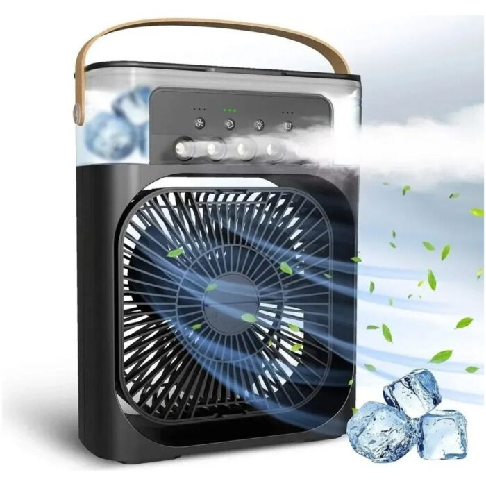 110001227610267.jpg Go İthalat Taşınabilir 3 Farklı Mod Ayarlı 7 Farklı LED Işıklı Sulu Soğutmalı Taşınabilir Masaüstü USB Fan Vantilatör (4989) - Görsel 1