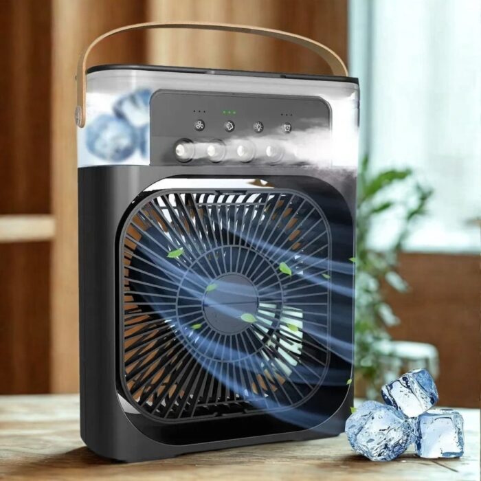 Go İthalat Taşınabilir 3 Farklı Mod Ayarlı 7 Farklı LED Işıklı Sulu Soğutmalı Taşınabilir Masaüstü USB Fan Vantilatör (4989) - Görsel 3