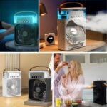 Go İthalat Taşınabilir 3 Farklı Mod Ayarlı 7 Farklı LED Işıklı Sulu Soğutmalı Taşınabilir Masaüstü USB Fan Vantilatör (4989) - Görsel 5