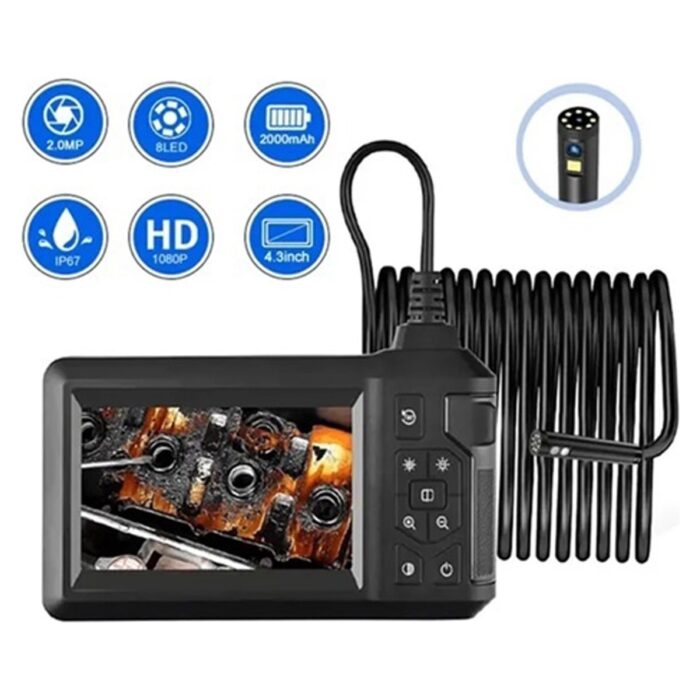 Arenes VTN-008 Ekranlı Çift Kameralı 10 mt Sert Kablo Yılan Endoskop Kamera 8 mm 4.3 Inc - Lisinya - Görsel 1