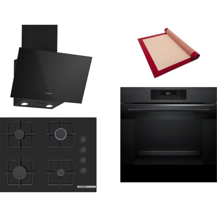 110001228285227.jpg Bosch Siyah 3 Lü Ankastre Set 406 ( HJG852YT0T - POP7C6P30O - DWK63PJ60T(61T) ) 67CM Ocak - 3D Fry Hava ile Kızartma - Pişirme Matı ile - Görsel 1