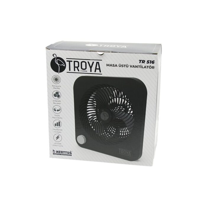 Go İthalat Masa Üstü Vantilatör FAN=22CM 3 Kademe Hız 40W  3 Pervane  Siyah PLS.STAND=28X27X13CM TR-516 (4989) - Görsel 2