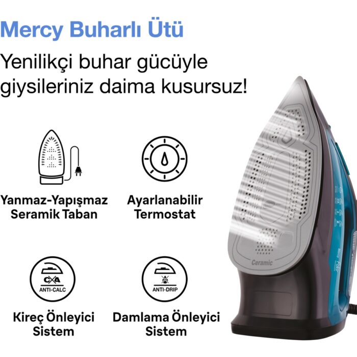 Fakir Mercy Mavi 2200 W Buharlı Ütü - Görsel 2