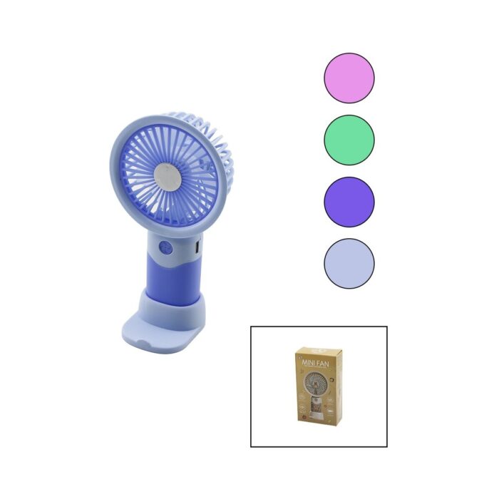 Go İthalat USB Şarjlı Mini El Fanı Çap:8.4 - Y:16CM Sabit Başlık 3-Kademe Hızt Elefonluklu Masaüstü Ayak Vantilatör (4989) - Görsel 2