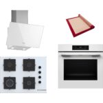 Bosch Beyaz 3 Lü Ankastre Set 407 ( HJG852YW0T - POP7C2P30O - DWK63PJ20T  ) 67CM Ocak - 3D Fry Hava ile Kızartma - Pişirme Matı ile