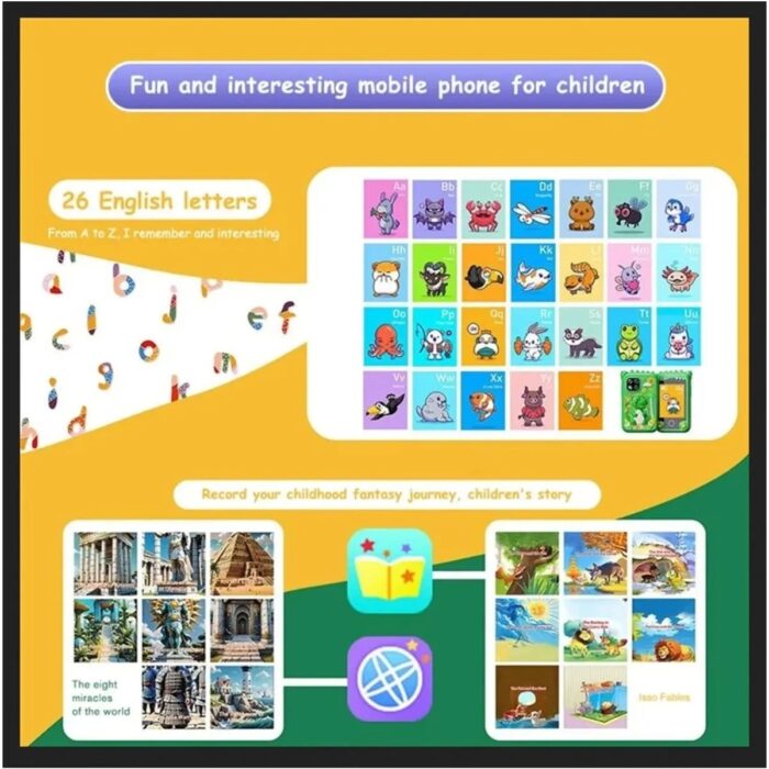 Çocuklar Için Eğitici Telefon Dokunmatik Ekran Çift Kameralı Fenerli Müzik Çalar Oyun Video Mor - Lisinya - Görsel 5