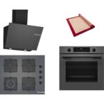 Bosch Gri 3 Lü Ankastre Set 409 ( HUA717BN0T - POP6C9P30O - DWK66PJ70T ) - Buhar Destekli - Pişirme Matı ile