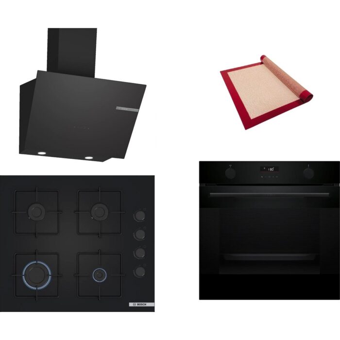 Bosch Siyah 3 Lü Ankastre Set 412 ( HUA736EA0T - POP6C6P30O - DWK66PJ60T ) - Buhar Destekli - Pişirme Matı ile - Görsel 1