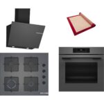 Bosch Gri 3 Lü Ankastre Set 417 ( HJG852YN0T - POP6C9P30O - DWK66PJ70T ) - 3D Fry Hava ile Kızartma - Pişirme Matı ile