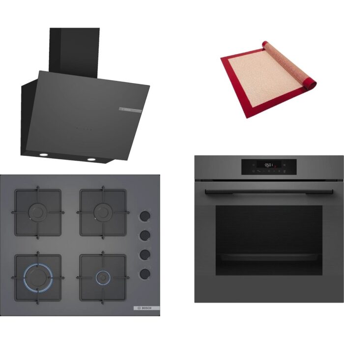 110001230199287.jpg Bosch Gri 3 Lü Ankastre Set 417 ( HJG852YN0T - POP6C9P30O - DWK66PJ70T ) - 3D Fry Hava ile Kızartma - Pişirme Matı ile - Görsel 1