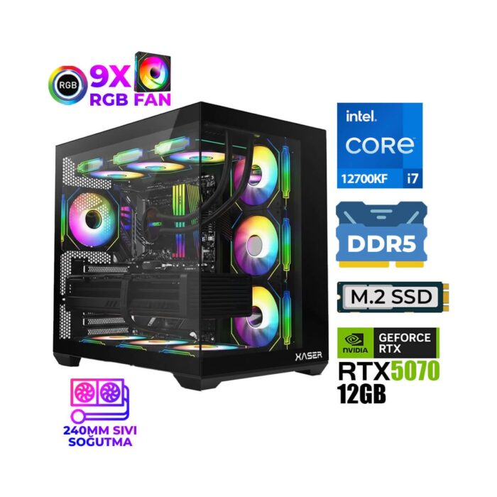 110001230355600.jpg Xaser Master X7 I7 12700KF 32GB Ddr5 Ram 1tb M.2 Nvme SSD 12GB RTX5070 Sıvı Soğutmalı Oyuncu Bilgisayarı - Görsel 1