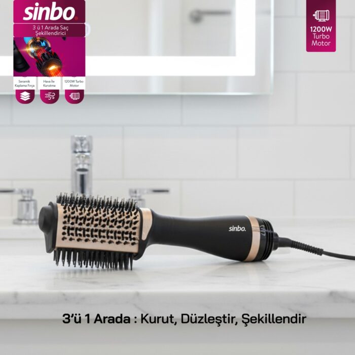 Sinbo SHD-1731 - 3 In 1 Saç Şekillendirici ve Hava Üflemeli Saç Düzleştirici Fön Tarağı - Görsel 1