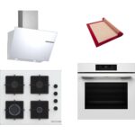 Bosch Beyaz 3 Lü Ankastre Set 419 ( HJG852YW0T - POP6C2P30O - DWK66PJ20T ) - 3D Fry Hava ile Kızartma - Pişirme Matı ile