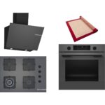 Bosch Gri 3 Lü Ankastre Set 426 ( HUA736EN0T - POH7C9P30O - DWK66PJ70T ) 67CM Wok Bek Ocak - Buhar Destekli - Pişirme Matı ile