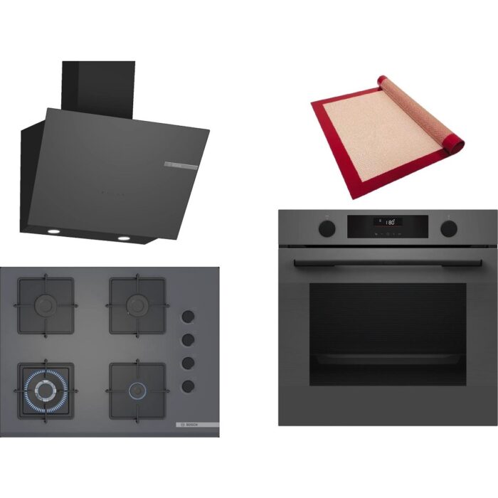 110001231957372.jpg Bosch Gri 3 Lü Ankastre Set 426 ( HUA736EN0T - POH7C9P30O - DWK66PJ70T ) 67CM Wok Bek Ocak - Buhar Destekli - Pişirme Matı ile - Görsel 1