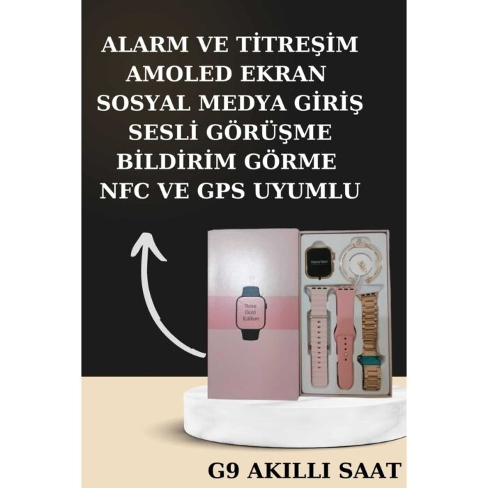 Brf Nabız Ölçer Hediye Bileklikli Akıllı Saat ve Dijital Göstergeli Bluetooth Kulaklık Çoklu Şa - Görsel 3