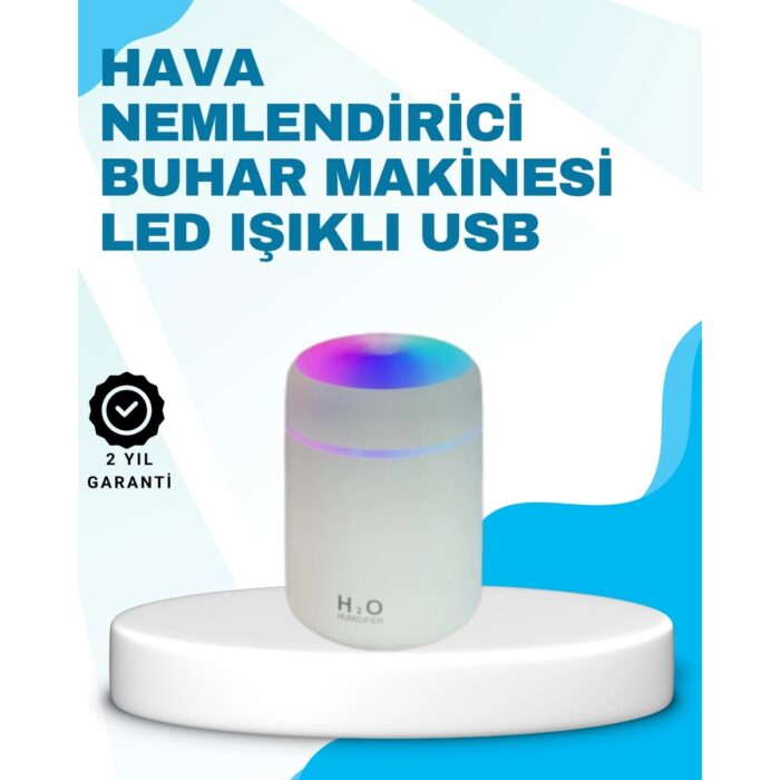 AyrStore LED Işıklı Sessiz Masaüstü Nemlendirici – 3 Buhar Modu - Görsel 1