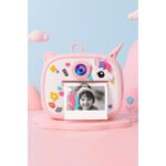 AteşTech Unicorn Temalı Anında Baskılı Çocuk Kamerası Print Kamera | Çift Kamera, 2,0″ Ekran, Silikon Kılıf
