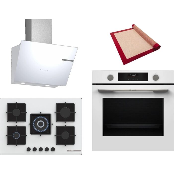 110001235320078.jpg Bosch Beyaz 3 Lü Ankastre Set 439 ( HUA736EV0T - PNQ7B2P30O - DWK66PJ20T ) 75CM Wok Bek Ocak - Buhar Destekli - Pişirme Matı ile - Görsel 1