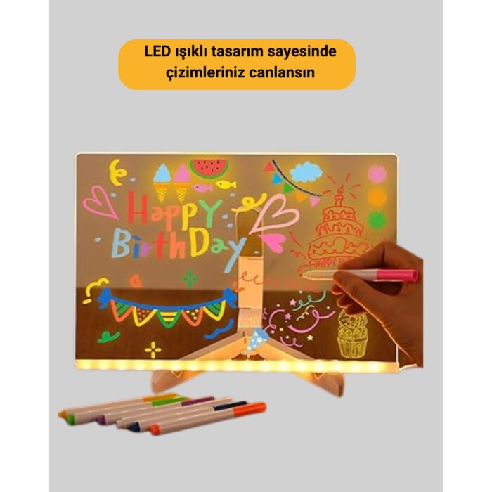 Machnera Çocuklar ve Yetişkinler Için USB LED Işıklı Çizim Panosu - Görsel 3
