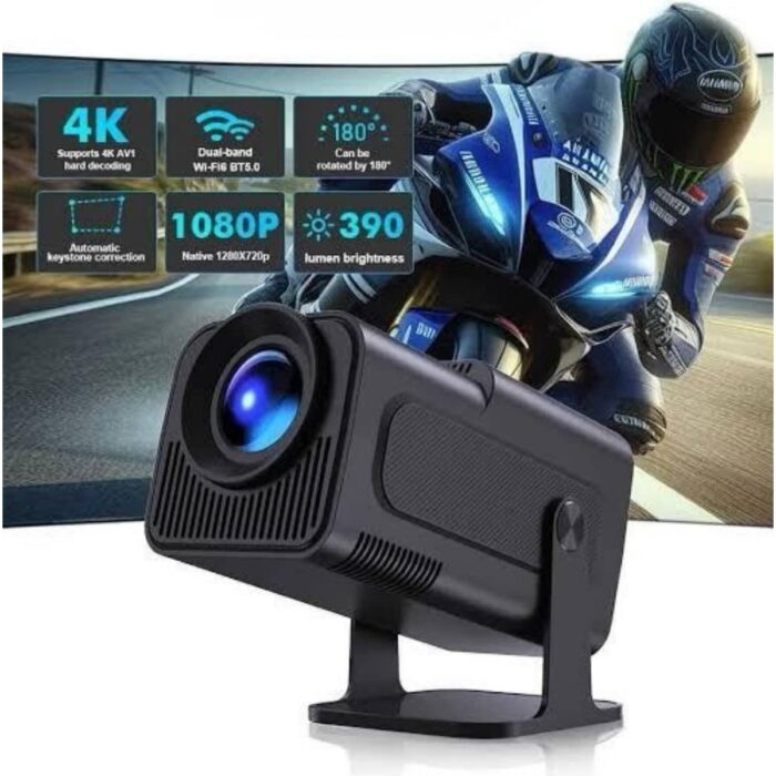 Poebgo Family's Android Projeksiyon Siyah Taşınabilir Sinema Projektörü 4K 1080P Ev Sineması Bluetooth - Görsel 3