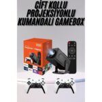 Poebgo Family's Çift Kollu Game Box Projeksiyon Cihazı Kumandalı Android Tv Dahili Hoparlör