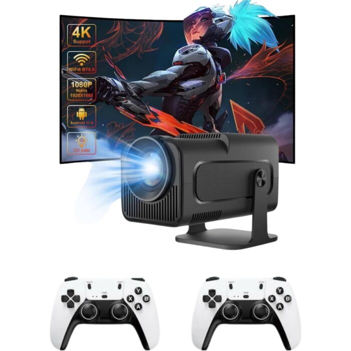 Poebgo Family's Çift Kollu Game Box Projeksiyon Cihazı Kumandalı Android Tv Dahili Hoparlör - Görsel 2