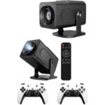 Poebgo Family's Çift Kollu Game Box Projeksiyon Cihazı Kumandalı Android Tv Dahili Hoparlör - Görsel 5