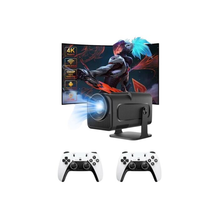 Poebgo Family's Çift Kollu Game Box Projeksiyon Cihazı Kumandalı Android Tv Dahili Hoparlör - Görsel 1